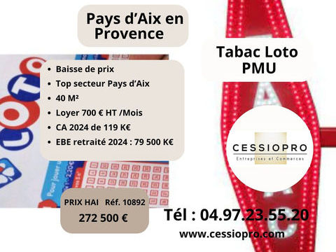 A vendre Tabac Loto PMU, Pays d'Aix en Provence. 272500 13100 Aix en provence