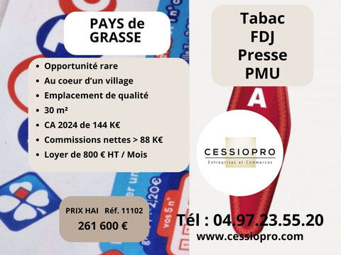 A vendre Tabac-FDJ-PMU, Pays de Grasse. 261600 06530 Peymeinade