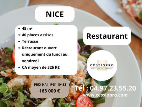 NICE   RESTAURANT OUVERT UNIQUEMENT DU LUNDI AU VENDREDI 165000 06200 Nice