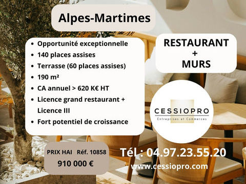 RESTAURANT + MURS AVEC TERRASSE PRIVEE DE PLUS DE 60 PLACES   CLIENTELE LOCALE ET TOURISTIQUE   ALPES MARITIME 910000 06530 Peymeinade