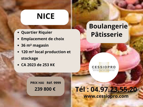 Boulangerie avec emplacement de choix, flux pi&eacute;tons constant Nice Riquier 239800 06300 Nice