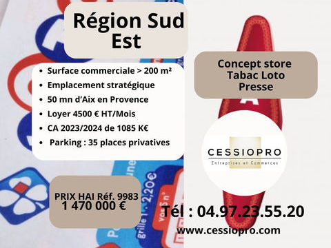 Tr&egrave;s beau &laquo; Concept Store &raquo; Tabac Loto Vap Shop Cave &agrave; Cigares, R&eacute;gion Sud Est. 1470000 13100 Aix en provence