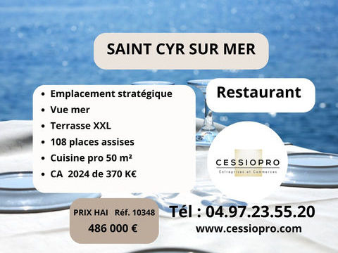 RESTAURANT AVEC VUE MER   TERRASSE XXL AVEC EMPLACEMENT STRATEGIQUE    CUISINE PRO 50M2 - CA 370 KE - SAINT-CY 486000 83270 Saint cyr sur mer