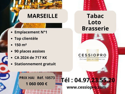 Tabac Loto Brasserie, emplacement No1, rare &agrave; la vente (secteur premium Marseille) 1060000 13008 Marseille