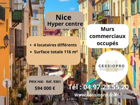 NICE HYPER CENTRE MURS OCCUPES PAR 4 LOCATAIRES DIFF&Eacute;RENTS 594000 06000 Nice