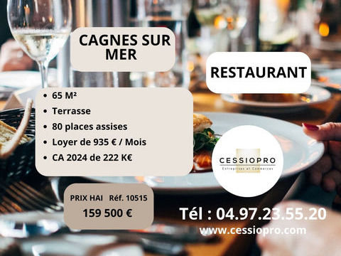 RESTAURANT TRADITIONNEL 65M2 , 80 Places assises Secteur CAGNES SUR MER 159500 06800 Cagnes sur mer