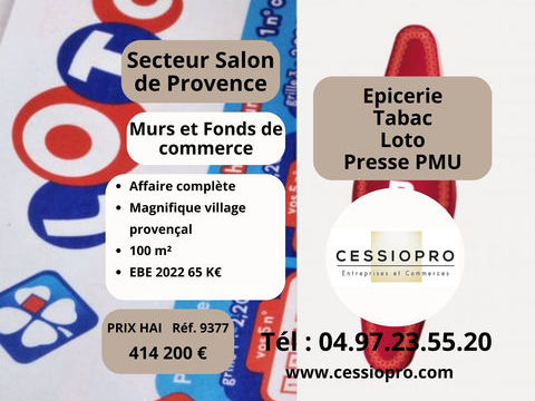 Epicerie, Tabac, Loto PMU, Presse dans magnifique village proven&ccedil;al des Bouches du Rh&ocirc;ne + Murs commerciaux de 414200 13300 Salon de provence