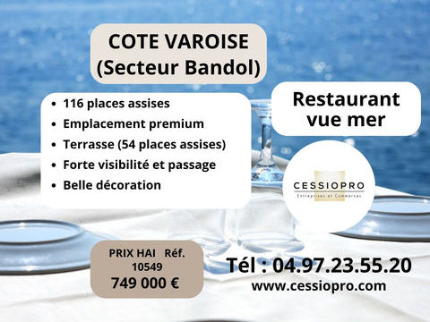 RESTAURANT VUE MER   OPPORTUNITE EMPLACEMENT PREMIUM   COTE VAROISE (Secteur BANDOL) 749000 83150 Bandol