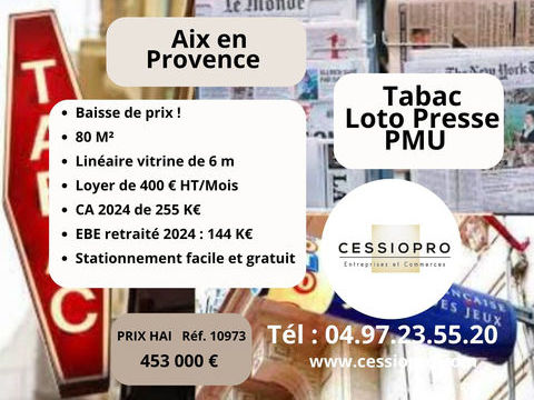 Baisse de prix� Tabac Loto Presse refait &agrave; neuf, sur Aix en Provence 453000 13100 Aix en provence