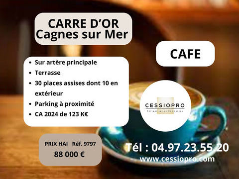 CAFE RESTAURANT CAGNES SUR MER / CROS DE CAGNES 30 PLACES ASSISES dont 10 en Terrasse 88000 06800 Cagnes sur mer