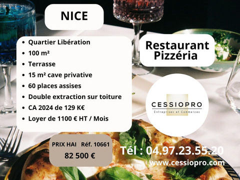 Restaurant/Pizzeria de 129k � CA   100 m2   Quartier Lib&eacute;ration, Nice 82500 06000 Nice