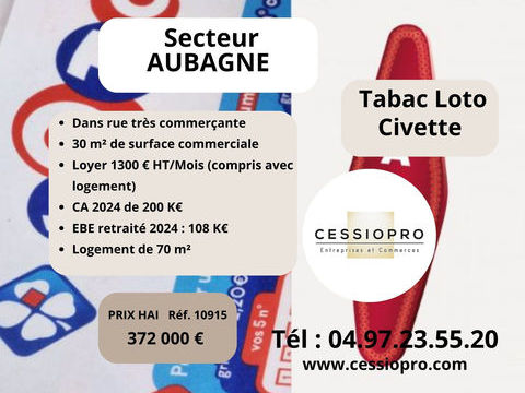 A vendre Tabac Loto Civette + Appartement Baisse de Prix�Secteur AUBAGNE 372000 13011 Marseille