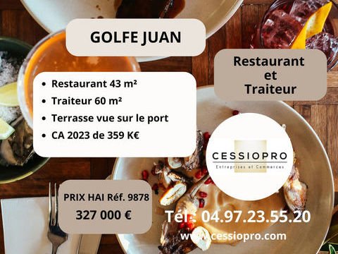 Golfe Juan, 2 affaires en une, un restaurant et un traiteur s&eacute;par&eacute;s, terrasse, &eacute;tat neuf, bon chiffre 327000 06220 Vallauris