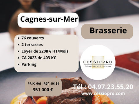 BRASSERIE 100m2 + 2 terrasses (22m2&45m2) CAGNES SUR MER 351000 06800 Cagnes sur mer