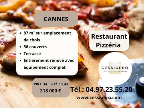 Restaurant pizzeria, CANNES, &eacute;tablissement neuf, emplacement de choix, bon chiffre. 218000 06400 Cannes