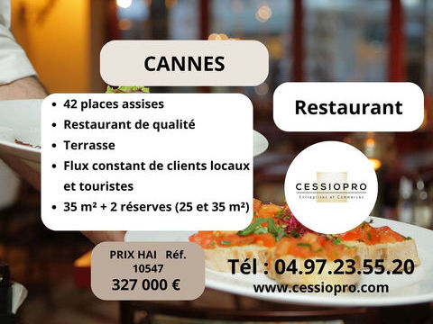 Restaurant de qualit&eacute;, terrasse, bel emplacement, id&eacute;al couple professionnel - Cannes 327000 06400 Cannes