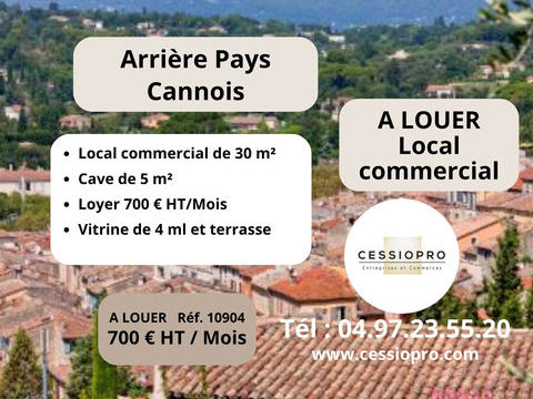 &Agrave; LOUER   LOCAL COMMERCIAL 30 m2 + CAVE   EMPLACEMENT PREMIUM - VILLAGE TOURISTIQUE DE L'ARRI&Egrave;RE-PAYS CANNOIS 725 06530 Cabris