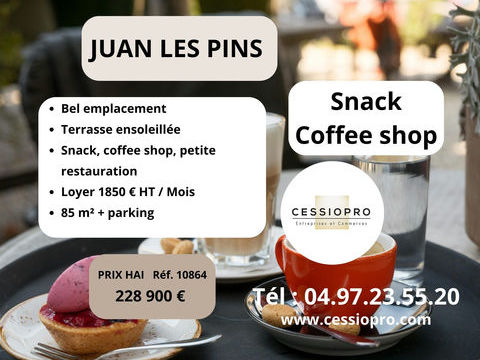 Snack, coffee shop et petite restauration, bel emplacement, terrasse ensoleill&eacute;e, ouvert &agrave; l'ann&eacute;e - Juan les 228900 06160 Juan les pins