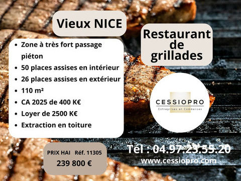 Restaurant de grillades   400 000 � de CA   Vieux-Nice 239800 06000 Nice