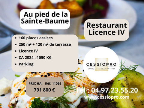 RESTAURANT LICENCE IV   160 COUVERTS   EMPLACEMENT EXCEPTIONNEL AU PIED DE LA SAINTE-BAUME 791800 13400 Aubagne