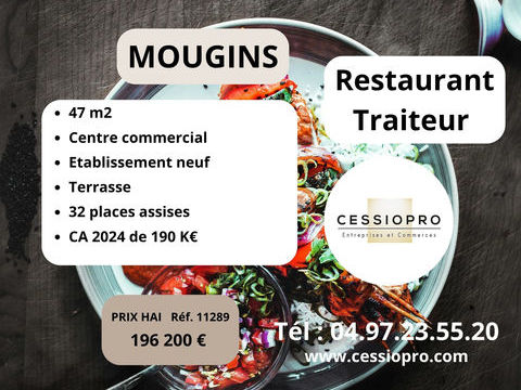 Mougins, centre commercial, restaurant   traiteur, &eacute;tablissement neuf avec terrasse. 196200 06250 Mougins