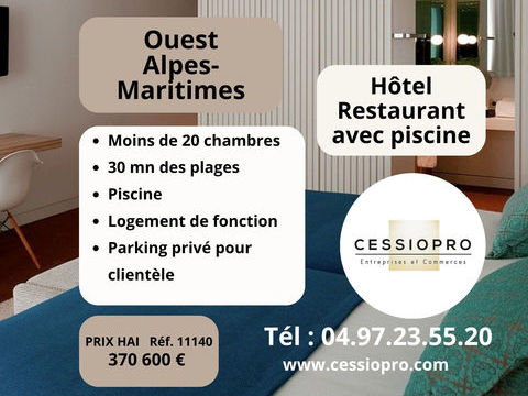 &Agrave; Vendre   H&ocirc;tel-Restaurant avec Piscine   Moins de 20 chambres   Ouest Alpes-Maritimes 370600 06130 Grasse