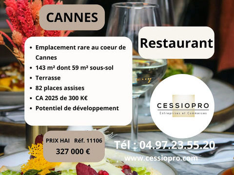 RESTAURANT AVEC TERRASSE ENSOLEILLEE A L'ANNEE - CANNES : CAPITALE DES CONGRES ET DES FESTIVALS 327000 06400 Cannes