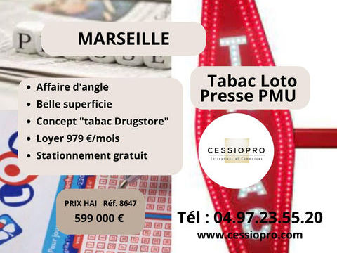 Tr&egrave;s belle affaire de Tabac Loto Presse PMU, Nouveau concept Tabac Drugstore, Marseille 599000 13015 Marseille