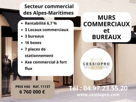 Murs commerciaux et bureaux   Rentabilit&eacute; 6,7 % brut   Secteur commercial dynamique ALPES-MARITIMES 6760000 06000 Nice