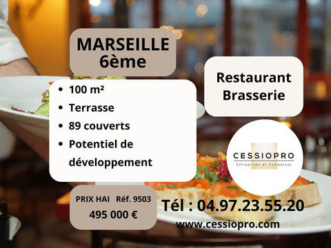 RESTAURANT BRASSERIE DE 100m2 + TERRASSE, MARSEILLE 6ieme 495000 13006 Marseille