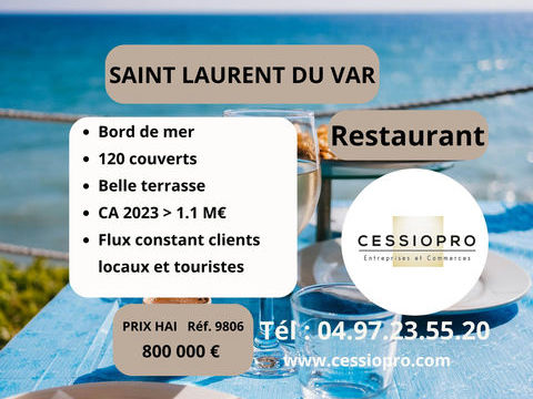 SAINT-LAURENT-DU-VAR : FONDS DE COMMERCE DE RESTAURANT AVEC TERRASSE EN BORDURE MARITIME 800000 06700 St laurent du var