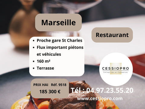 RESTAURANT ENVIRON 160 m2 A MARSEILLE PROCHE GARE ST CHARLES 185300 13001 Marseille