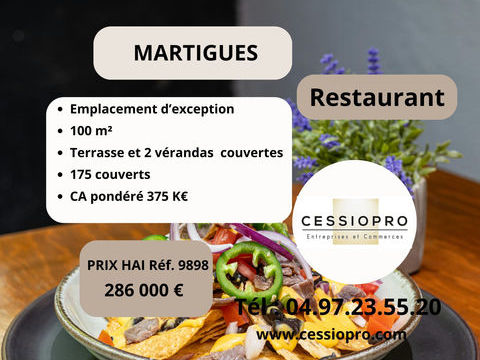 RESTAURANT - EMPLACEMENT D'EXCEPTION - MARTIGUES   175 COUVERTS 286000 13500 Martigues