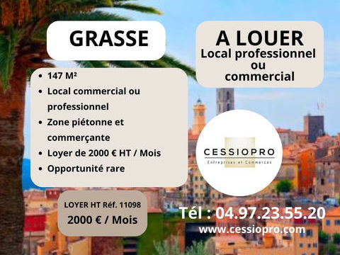 A LOUER A GRASSE : LOCAL PROFESSIONNEL OU COMMERCIAL DE 147m2 2062 06130 Grasse