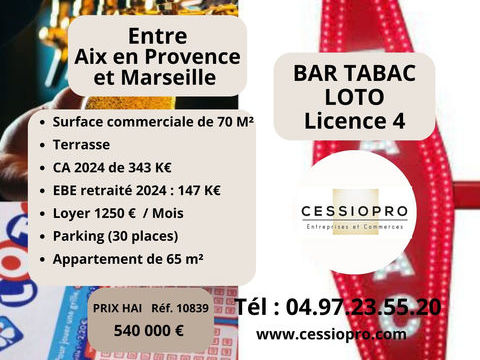 Bar Tabac Loto avec Terrasse, appartement et parking, entre Aix et Marseille� 540000 13001 Marseille