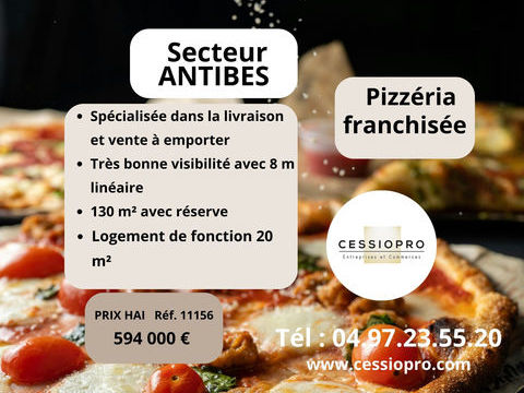 Pizz&eacute;ria Franchis&eacute;e, sp&eacute;cialis&eacute;e dans la livraison, Secteur d'Antibes, chiffre d'affaires important. 594000 06600 Antibes