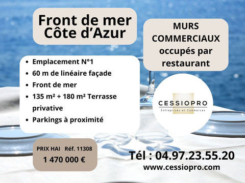 06 - MURS  COMMERCIAUX OCCUPES EN FRONT DE MER SUR LA C&Ocirc;TE D'AZUR 1470000 06700 St laurent du var