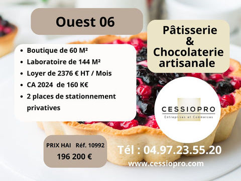 P&Acirc;TISSERIE & CHOCOLATERIE ARTISANALE ET LABORATOIRE 144m2 OUEST 06 196200 06130 Grasse