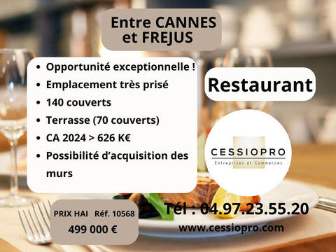 RESTAURANT AVEC TERRASSE DE PLUS DE 70 PLACES   ENTRE TERRE ET MER, DANS UNE VILLE EN PLEIN ESSOR   ENTRE CANN 499000 06530 Peymeinade