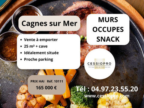 MURS OCCUPES SNACK VENTE A EMPORTER 25M2+SOUS SOL 14m2 CAGNES SUR MER 165000 06800 Cagnes sur mer
