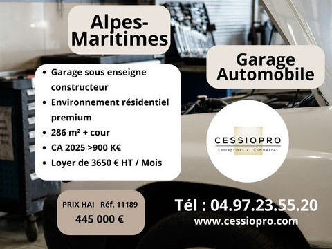 GARAGE AUTOMOBILE SOUS ENSEIGNE CONSTRUCTEUR - ALPES MARITIMES   BASSIN RESIDENTIEL A FORT POUVOIR ECONOMIQUE 445000 06400 Cannes