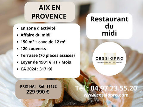 A VENDRE RESTAURANT DU MIDI EN ZONE D'ACTIVIT&Eacute;   AIX EN PROVENCE 229990 13290 Aix en provence