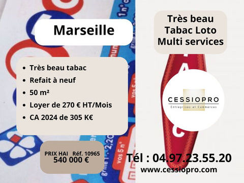 Tr&egrave;s beau Tabac Loto Multi Services, refait &agrave; neuf, sur Marseille 540000 13015 Marseille