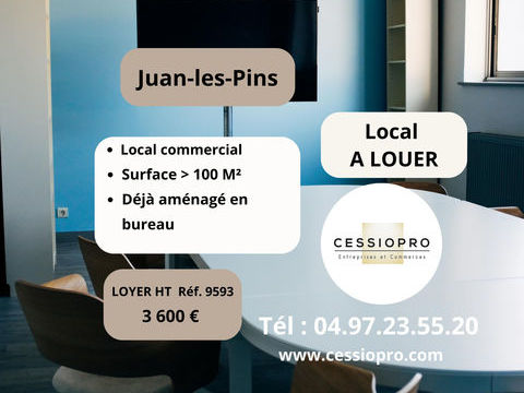 A louer, local commercial de plus de 100M2, emplacement attrayant, id&eacute;al bureau, Juan les Pins 4100 06160 Juan les pins