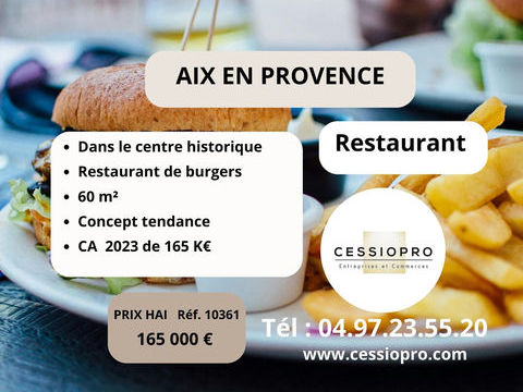 Restaurant de burgers   Concept tendance   Centre historique d'Aix-en-Provence 165000 13100 Aix en provence
