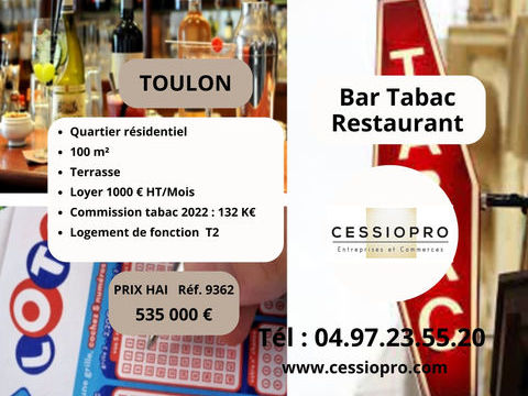 BAR TABAC RESTAURANT DANS QUARTIER RESIDENTIEL DE TOULON 535000 83000 Toulon