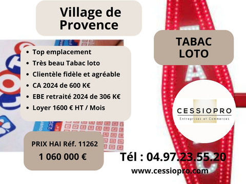 Tr&egrave;s beau Tabac Loto, Top emplacement, Village de Provence 1060000 13090 Aix en provence