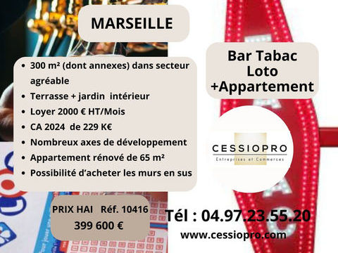 Bar Tabac Loto, avec appartement + Terrasse, sur Marseille 399600 13006 Marseille