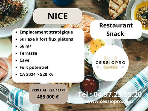 Restaurant/ Snack  &agrave; th&egrave;me &agrave; fort potentiel   Emplacement strat&eacute;gique &agrave; Nice 486000 06000 Nice