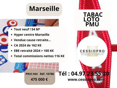 Tabac Loto PMU, tout neuf ! Hyper centre de Marseille 475000 13001 Marseille